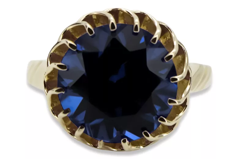 14 Karat Gelbgold Saphir Ring Vintage Handwerk vrc035y